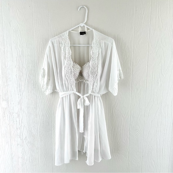 Seductiveware By Cinema Women’s Etoile Off-White Bridal Babydoll Nightie & Robe - Picture 1 of 10